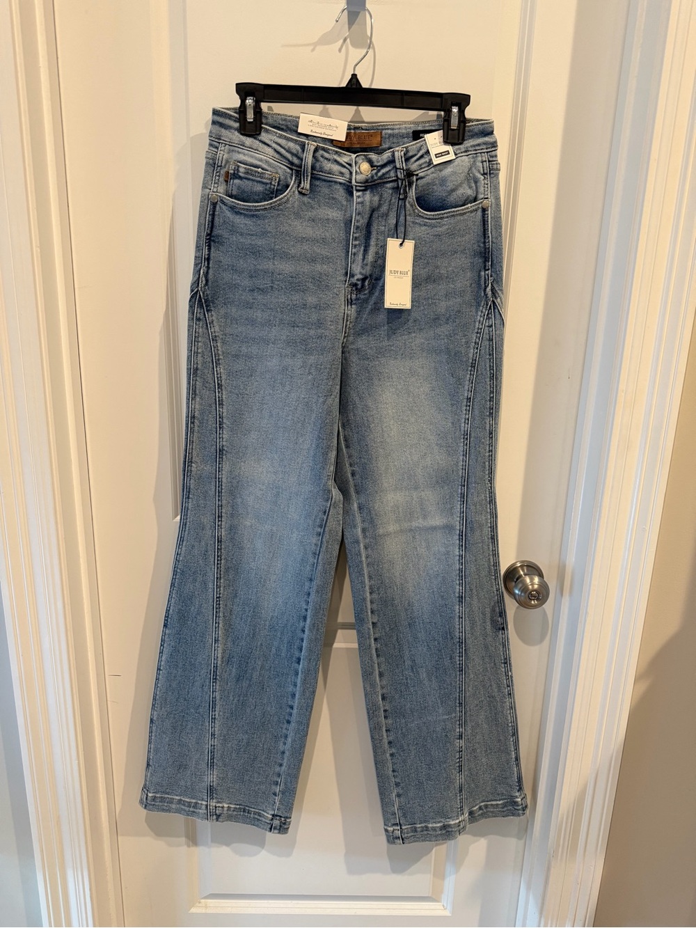NWT Judy Blue High Waist Side Seam Insert Detail Retro Wide Leg Jeans Size 9/29